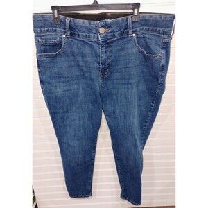 ANA Plus Size 22 W Short Mid Rise Skinny Jeans Women's Dark 42x27 Stretchy Waist